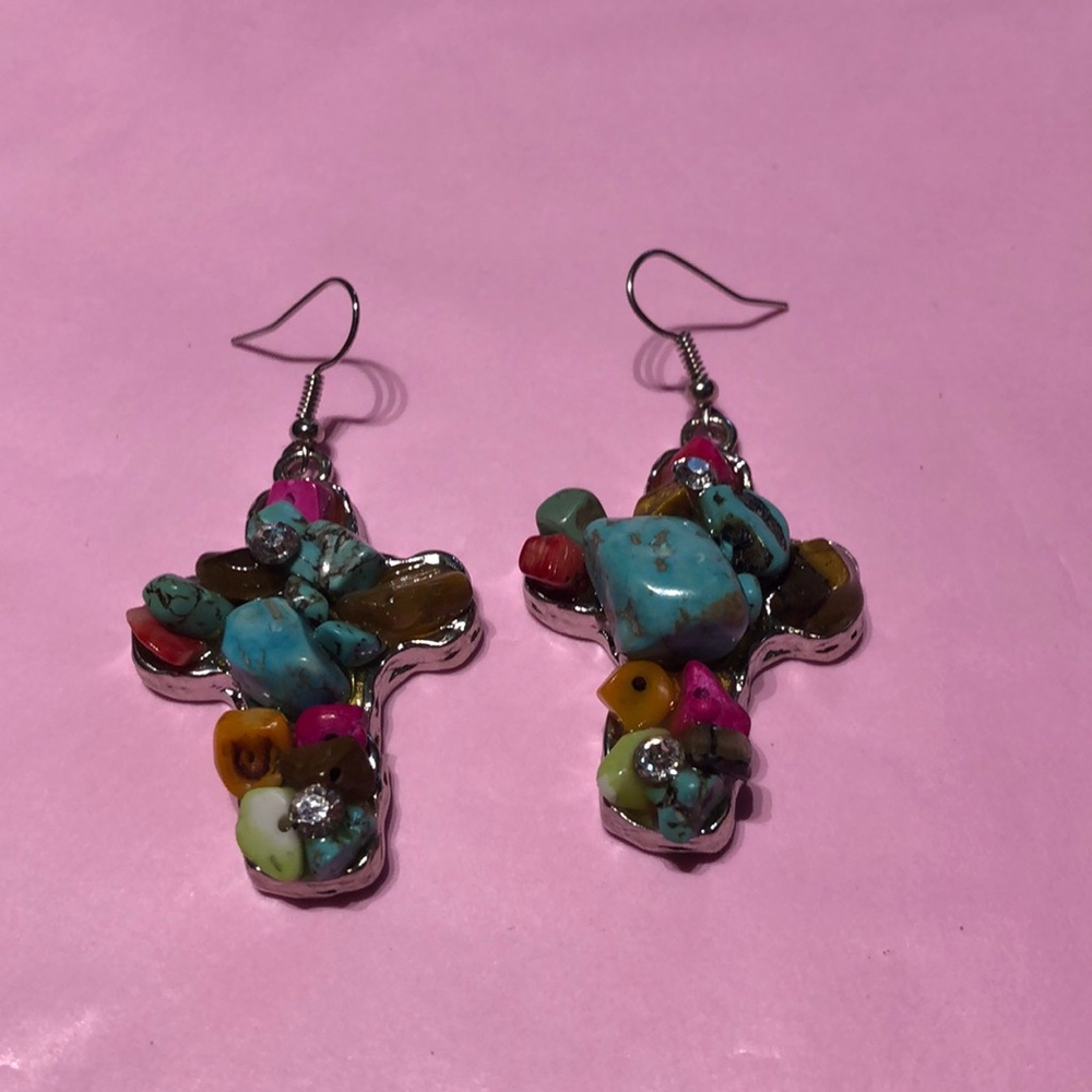 Beaded Cross Earrings